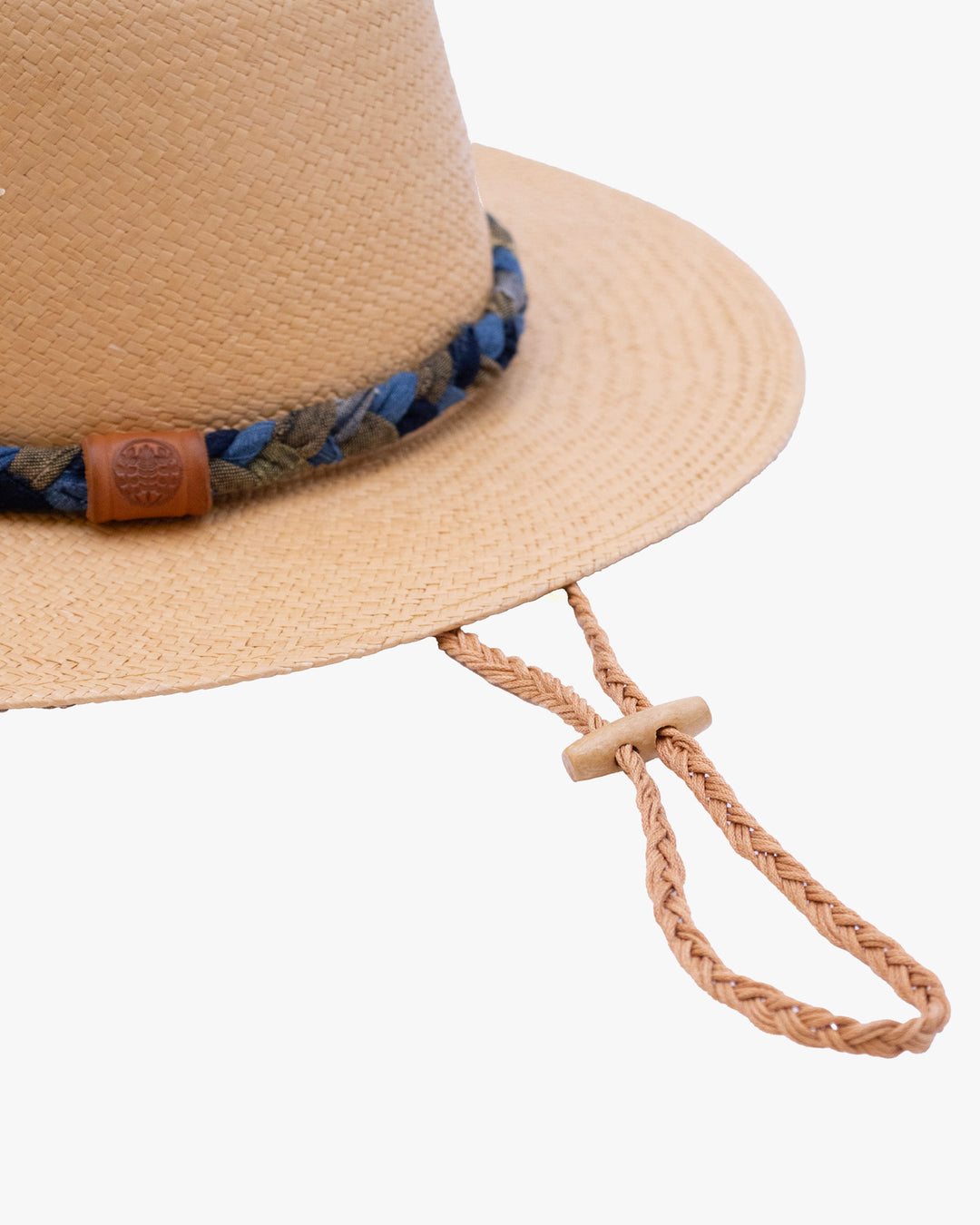 Kiriko Custom Panama Hat, Straw, Braided Green Kasuri, Indigo and Light Indigo