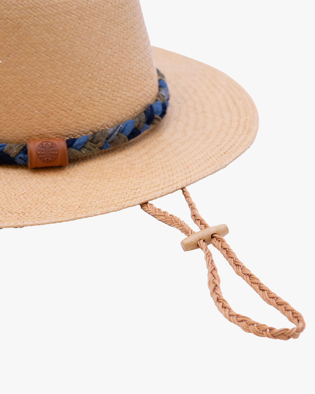 Kiriko Custom Panama Hat, Straw, Braided Green Kasuri, Indigo and Light Indigo