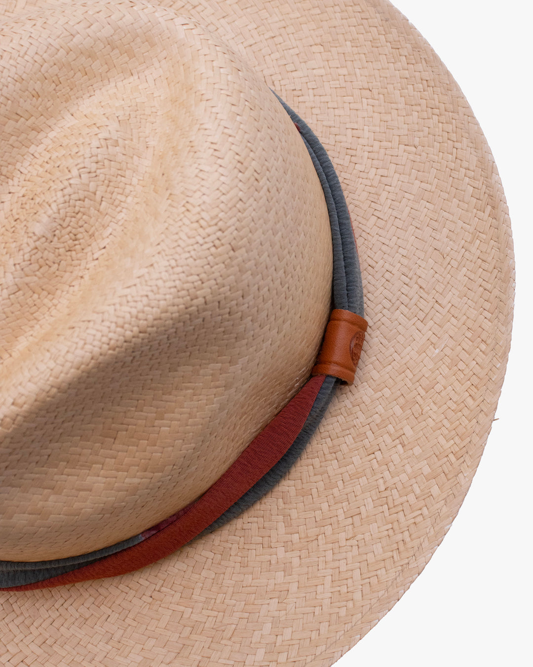 Kiriko Custom Panama Hat, Straw, Twisted Silk Kimono, Orange and Sage Gray