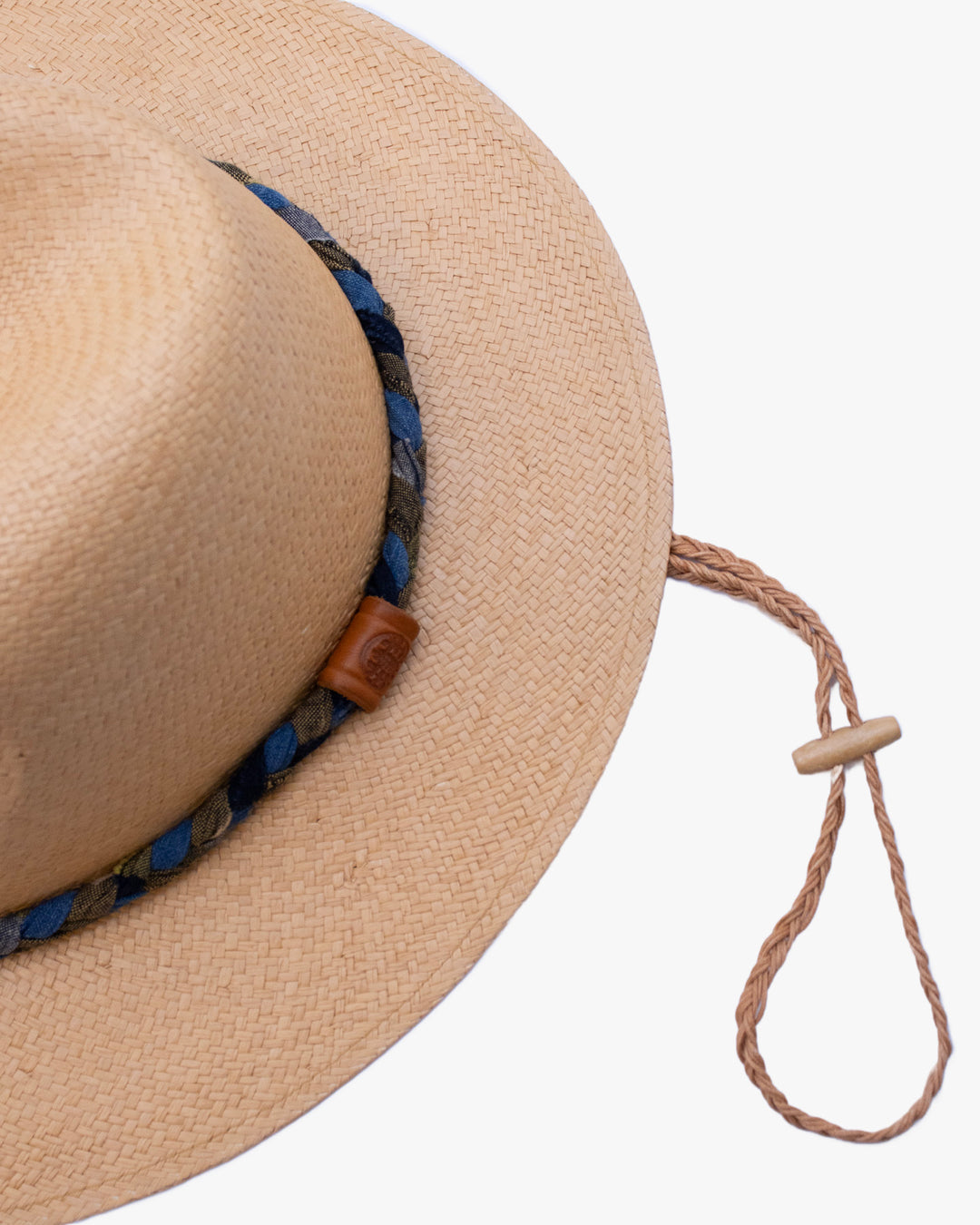 Kiriko Custom Panama Hat, Straw, Braided Green Kasuri, Indigo and Light Indigo