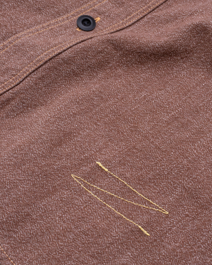 Japanese Repro Short-Sleeve Shirt, XL, Jelado, Brown with Orange and Red Stitching Details