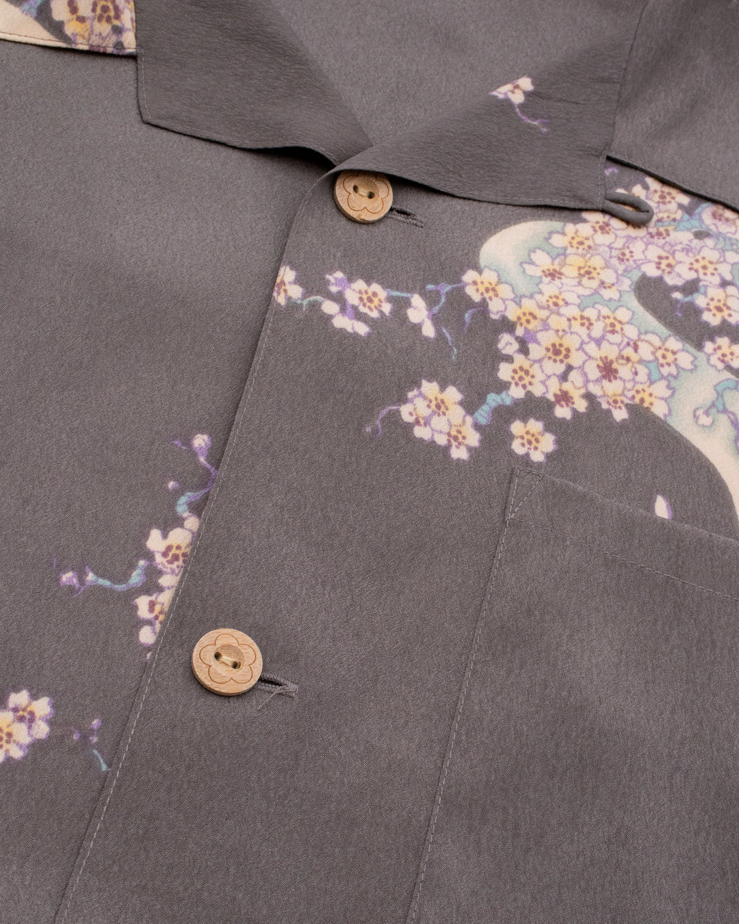 Japanese Repro Shirt, Short Sleeve Aloha Shirt, M, Chikiriya, Goldfish on Grey