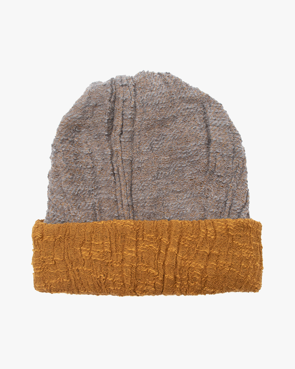 Kobo Oriza Knit Cap, Multi Functional, Cotton, Split Mustard and Dark Gray, 9˝