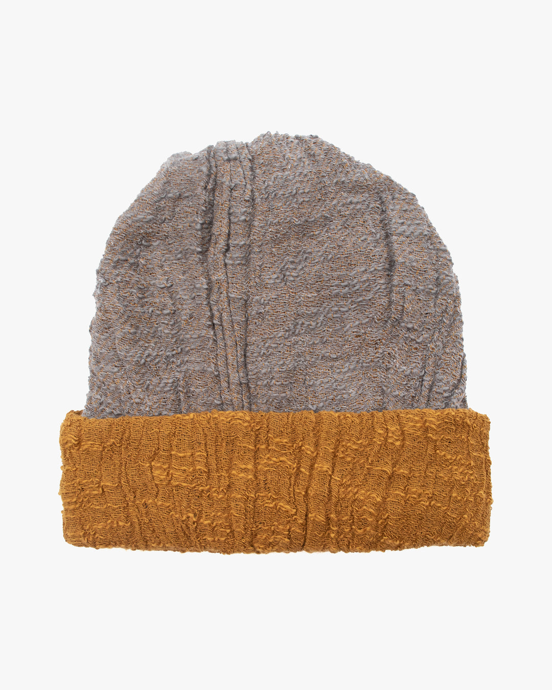 Kobo Oriza Knit Cap, Multi Functional, Cotton, Split Mustard and Dark Gray, 9˝