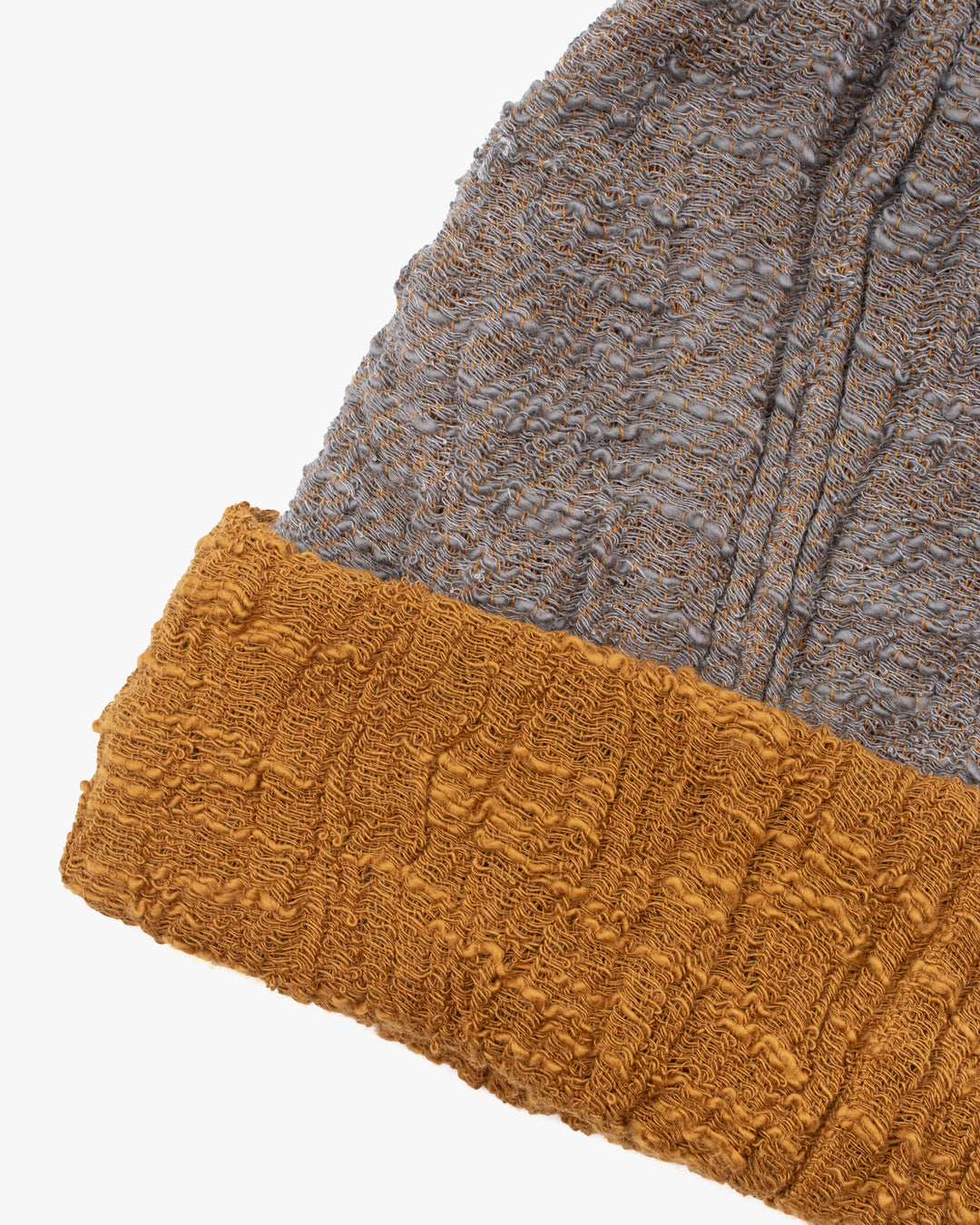 Kobo Oriza Knit Cap, Multi Functional, Cotton, Split Mustard and Dark Gray, 9˝