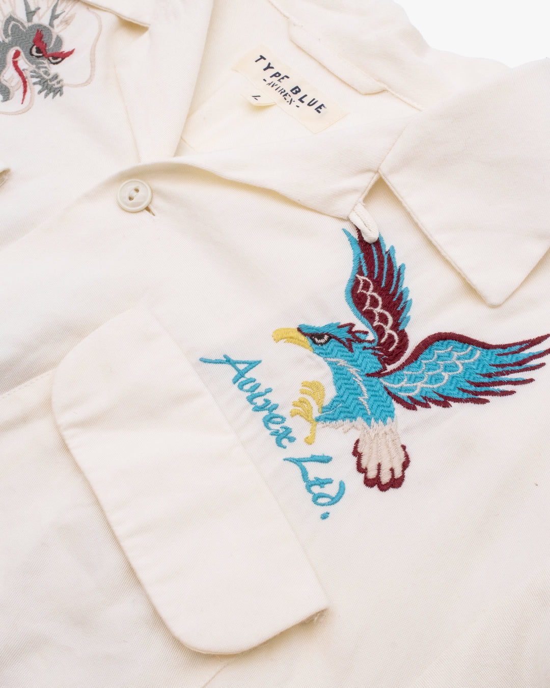 Japanese Repro Long-Sleeve Shirt, L, Avirex, Dragon and Hawk on Ivory