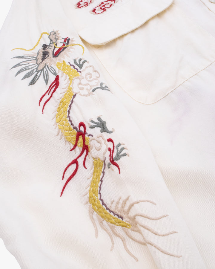 Japanese Repro Long-Sleeve Shirt, L, Avirex, Dragon and Hawk on Ivory