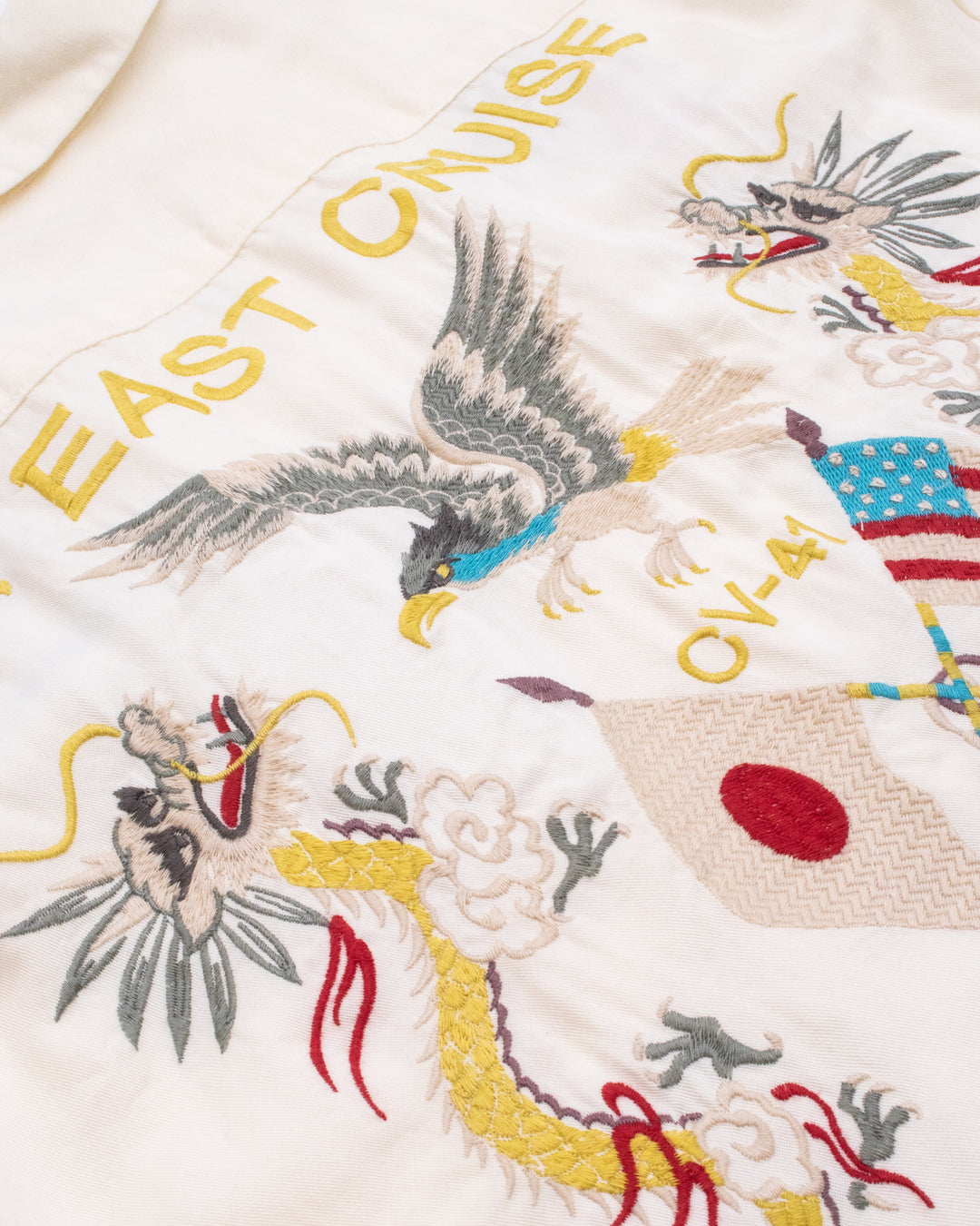 Japanese Repro Long-Sleeve Shirt, L, Avirex, Dragon and Hawk on Ivory