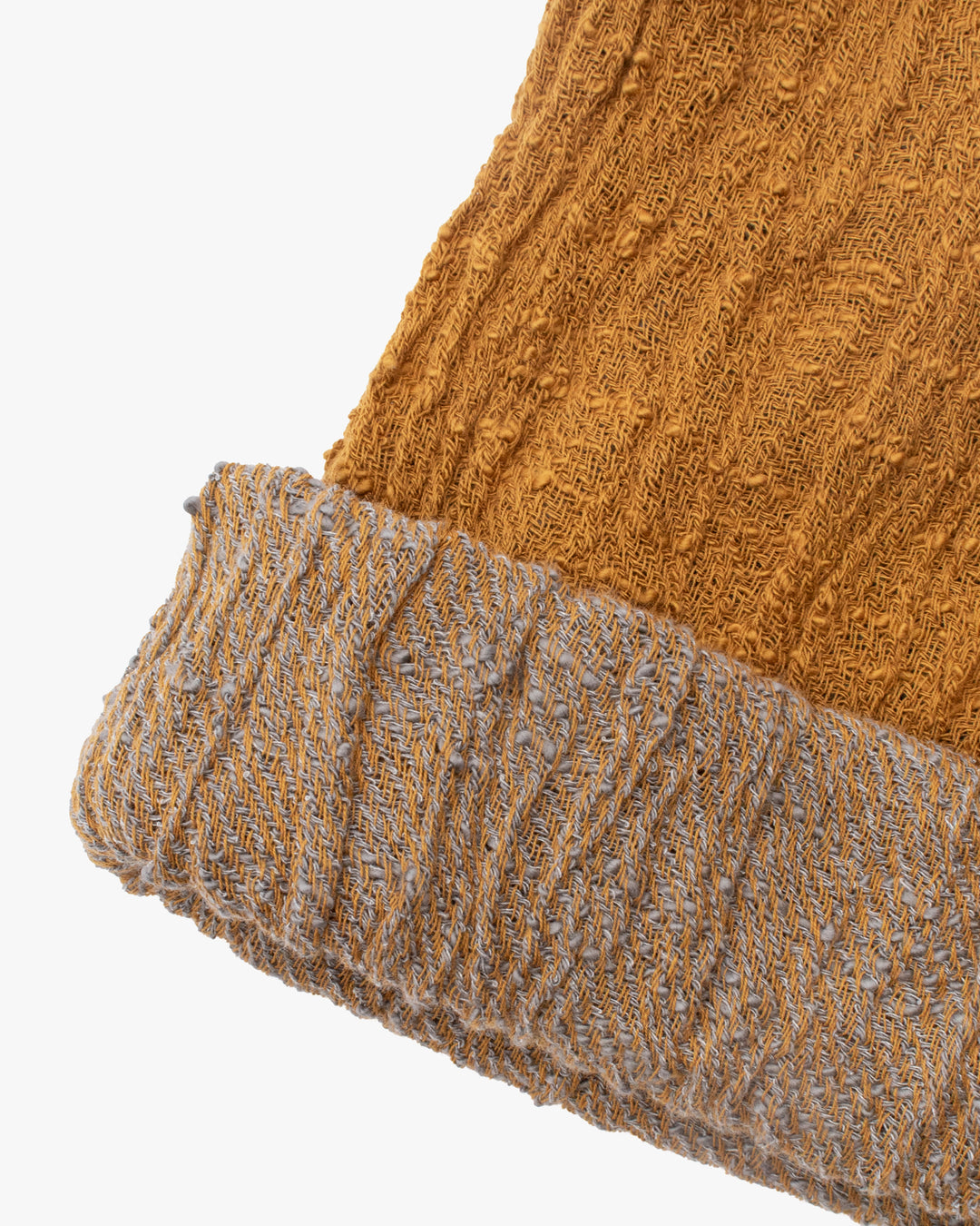 Kobo Oriza Knit Cap, Multi Functional, Cotton, Split Mustard and Dark Gray, 9˝