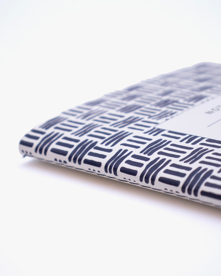 Kiriko Original Lined Notebook, Navy and White Basket-Weave