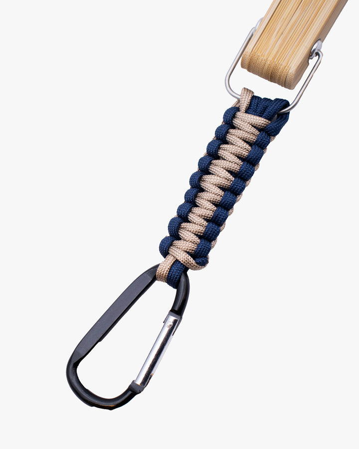 Wa-Modern, Hand Fan with Carabiner, Gold and Blue