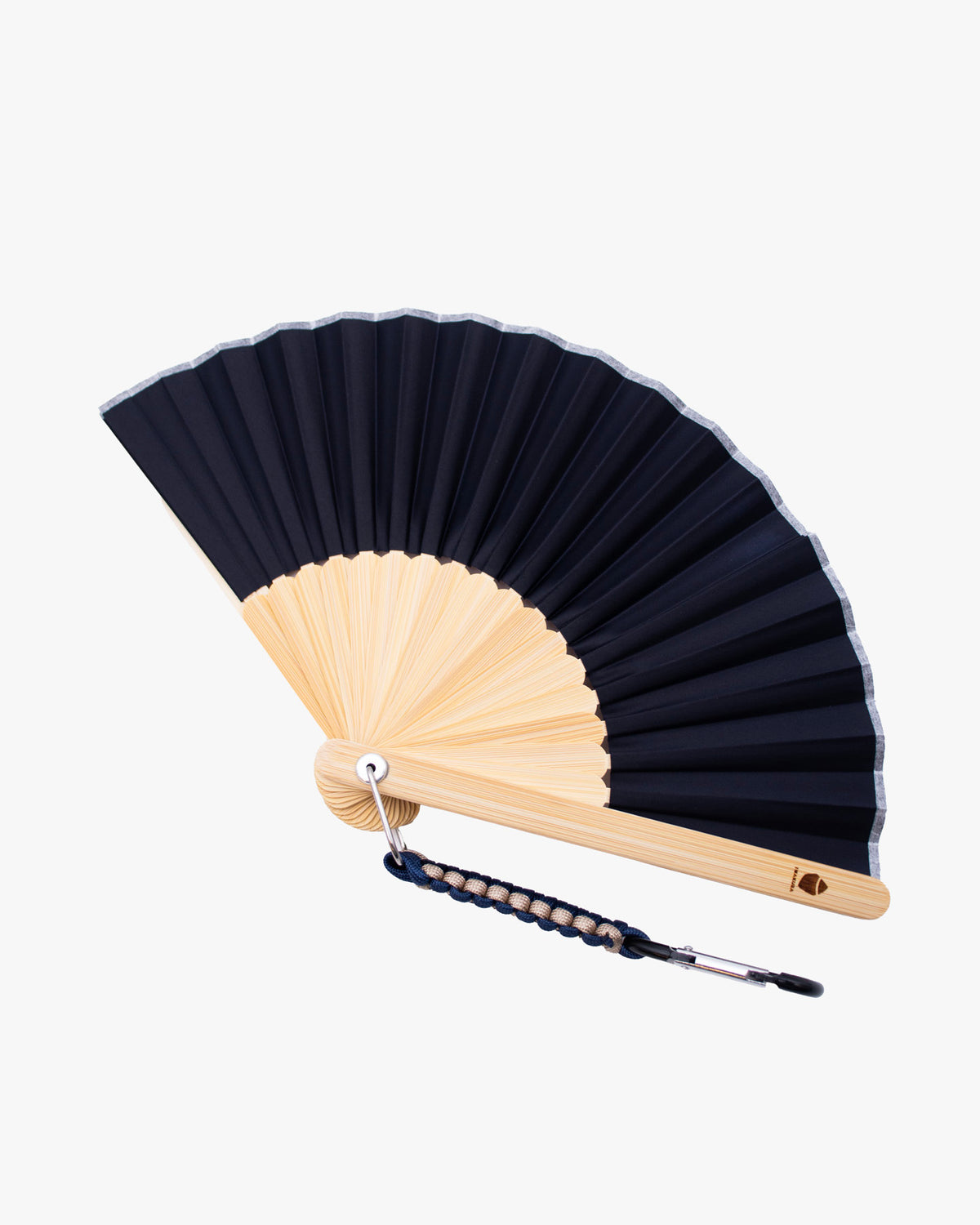 Wa-Modern, Hand Fan with Carabiner, Grey and Black