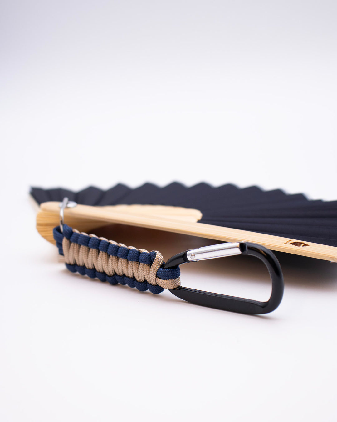 Wa-Modern, Hand Fan with Carabiner, Gold and Blue