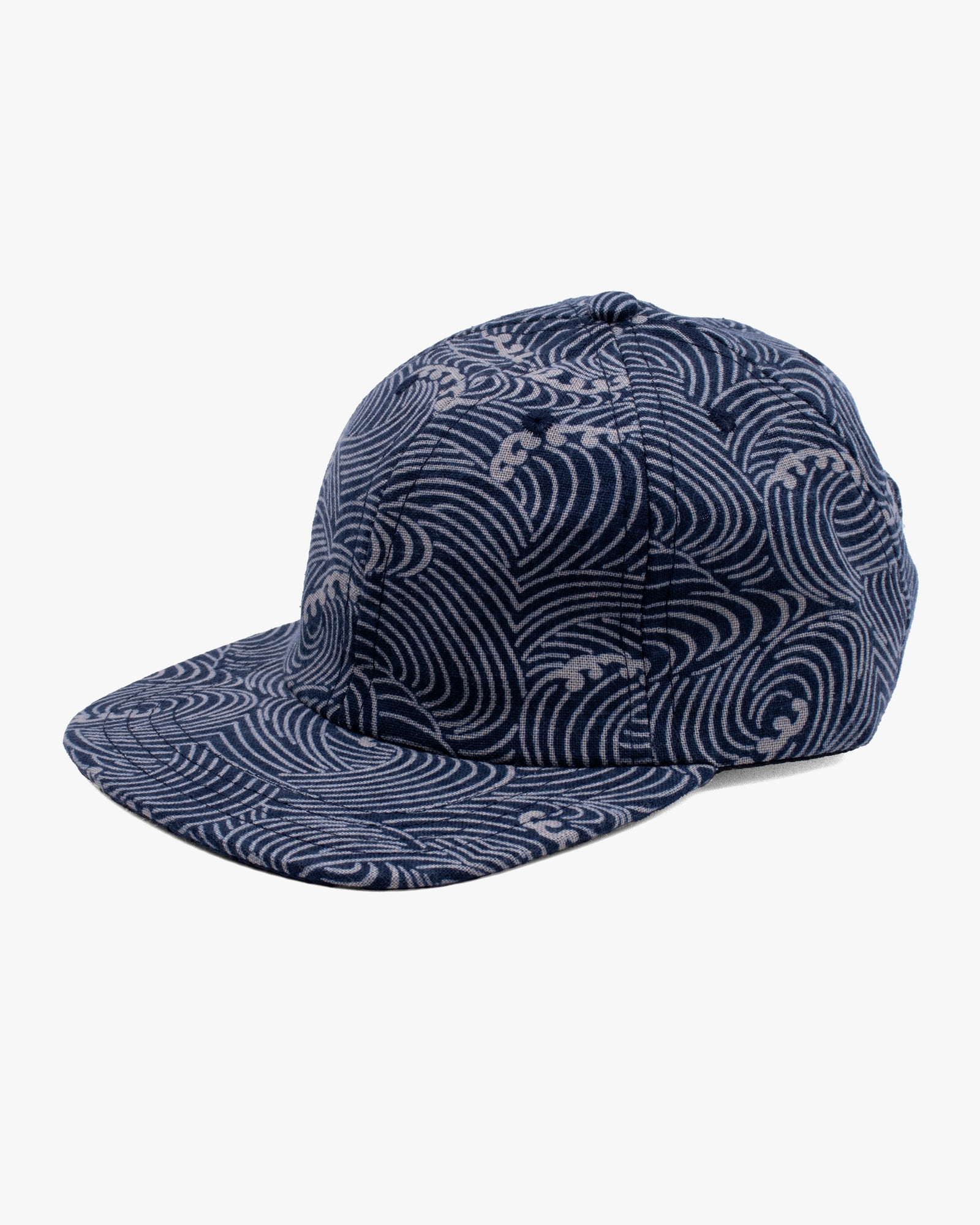 Kiriko Original Cap, 6-Panel, Indigo Nami with Sashiko Underbill