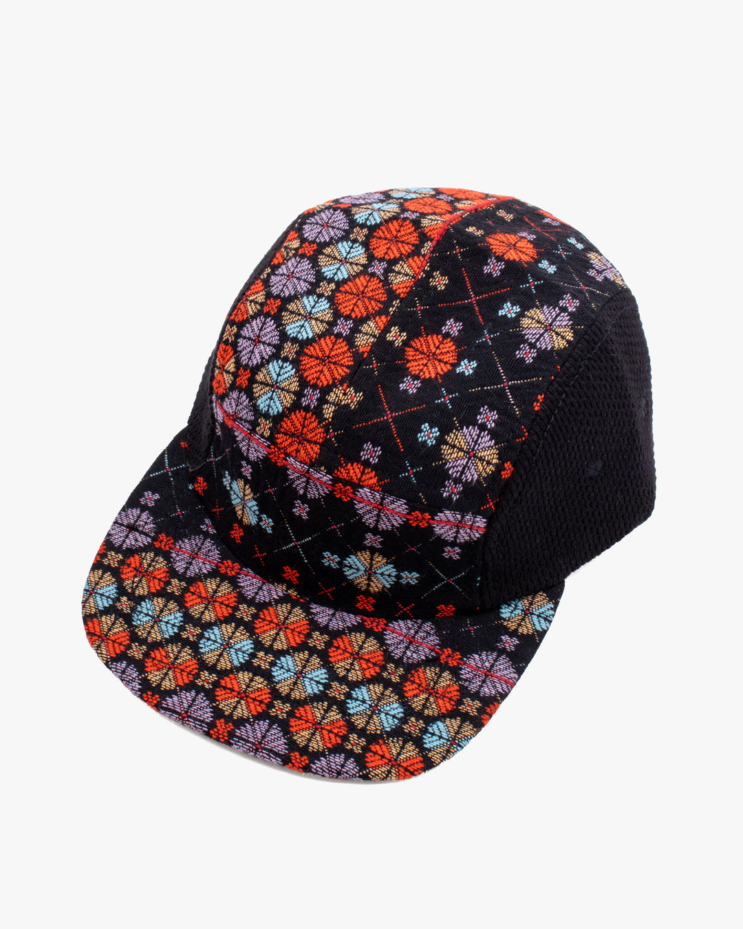 Kiriko Original Cap, 5-Panel, Two Tone, Multicolor Chrysanthemum French Jacquard with Black Sashi-Ori