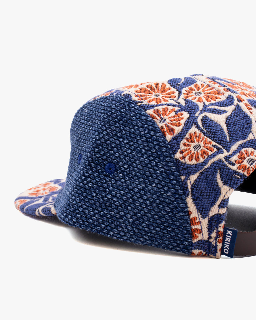 Kiriko Original Cap, 5-Panel, Two Tone, Orange Chrysanthemum French Jacquard with Washed Indigo Sashi-Ori