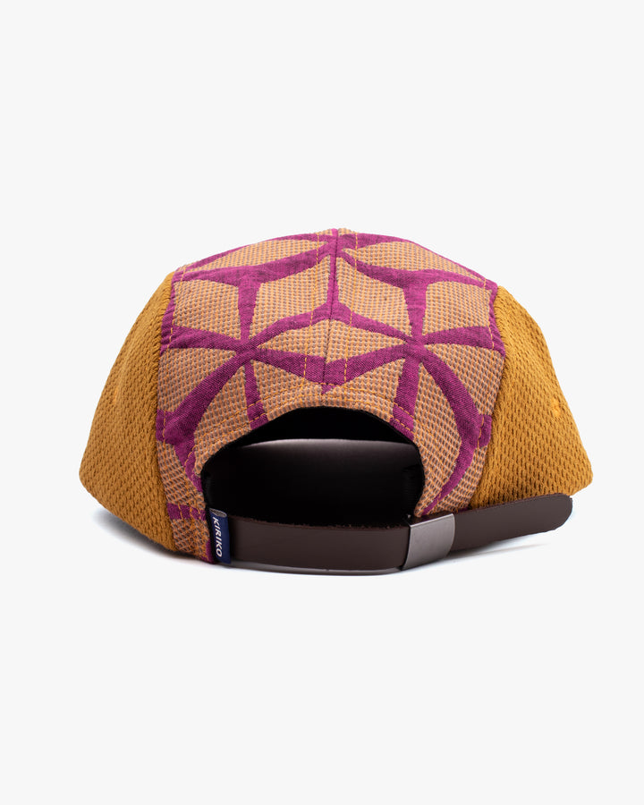 Kiriko Original Cap, 5-Panel, Two Tone, Fuchsia Asanoha French Jacquard with Mustard Sashi-Ori