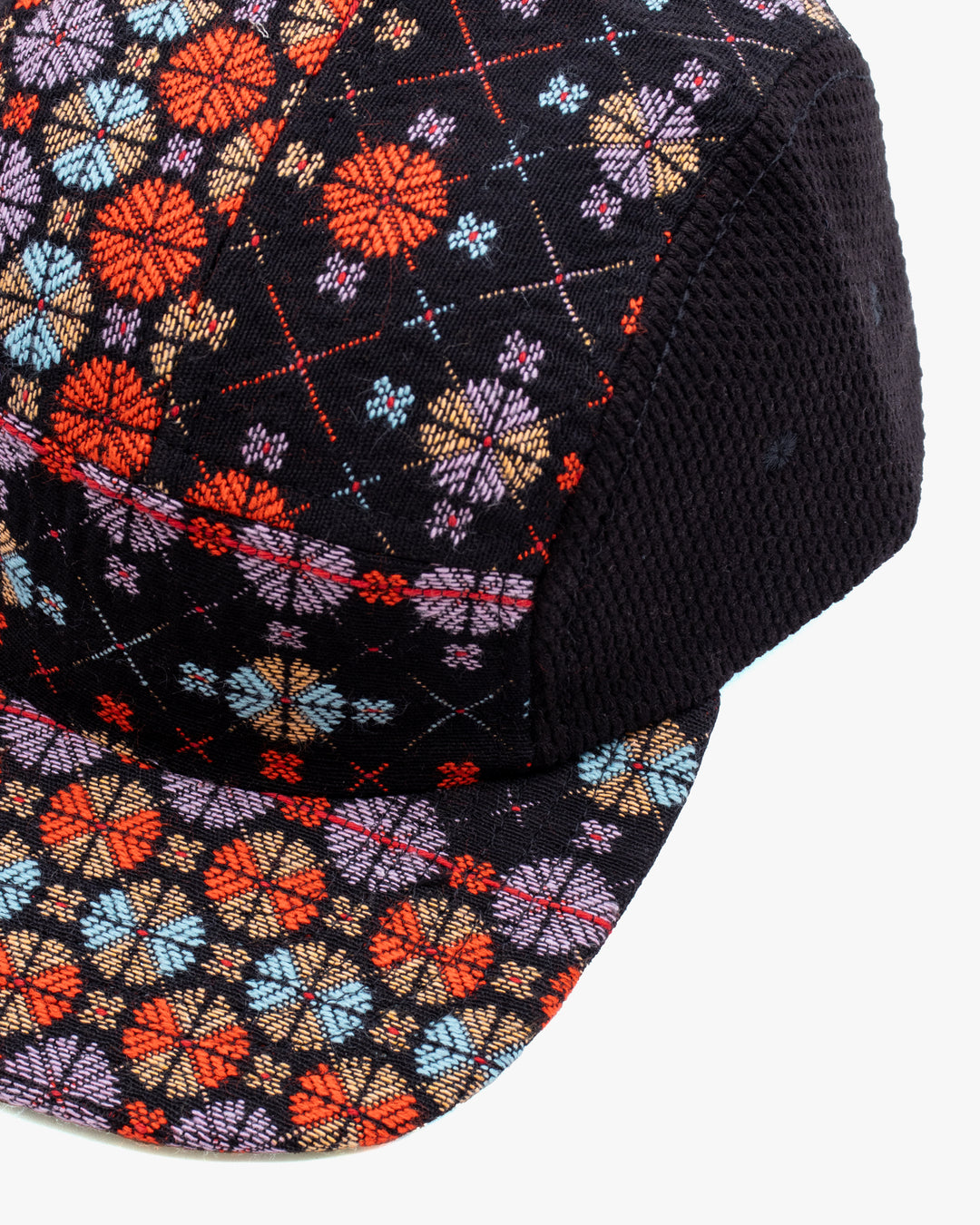 Kiriko Original Cap, 5-Panel, Two Tone, Multicolor Chrysanthemum French Jacquard with Black Sashi-Ori