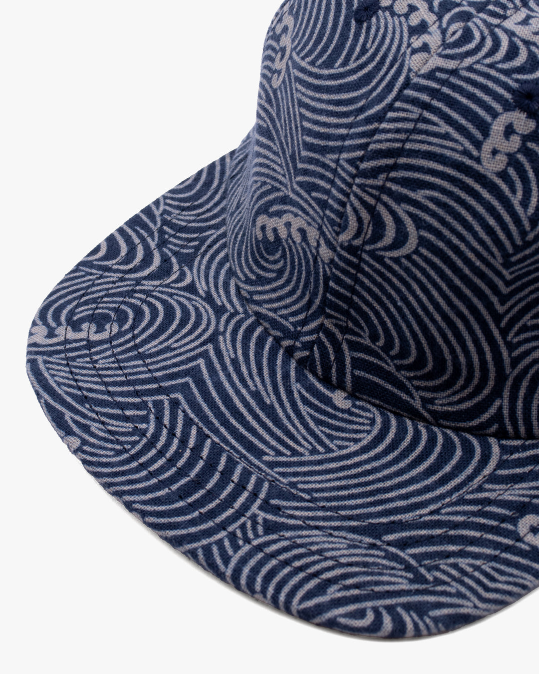 Kiriko Original Cap, 6-Panel, Indigo Nami with Sashiko Underbill