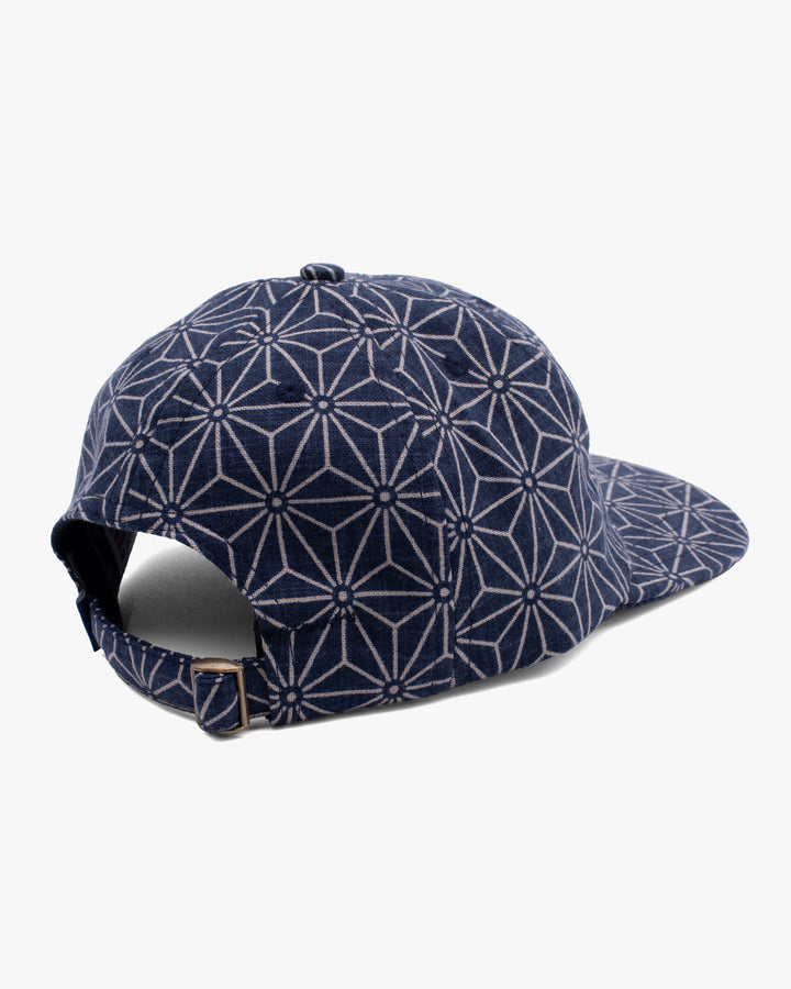 Kiriko Original Cap, 6-Panel, Indigo Asanoha with Sashiko Underbill