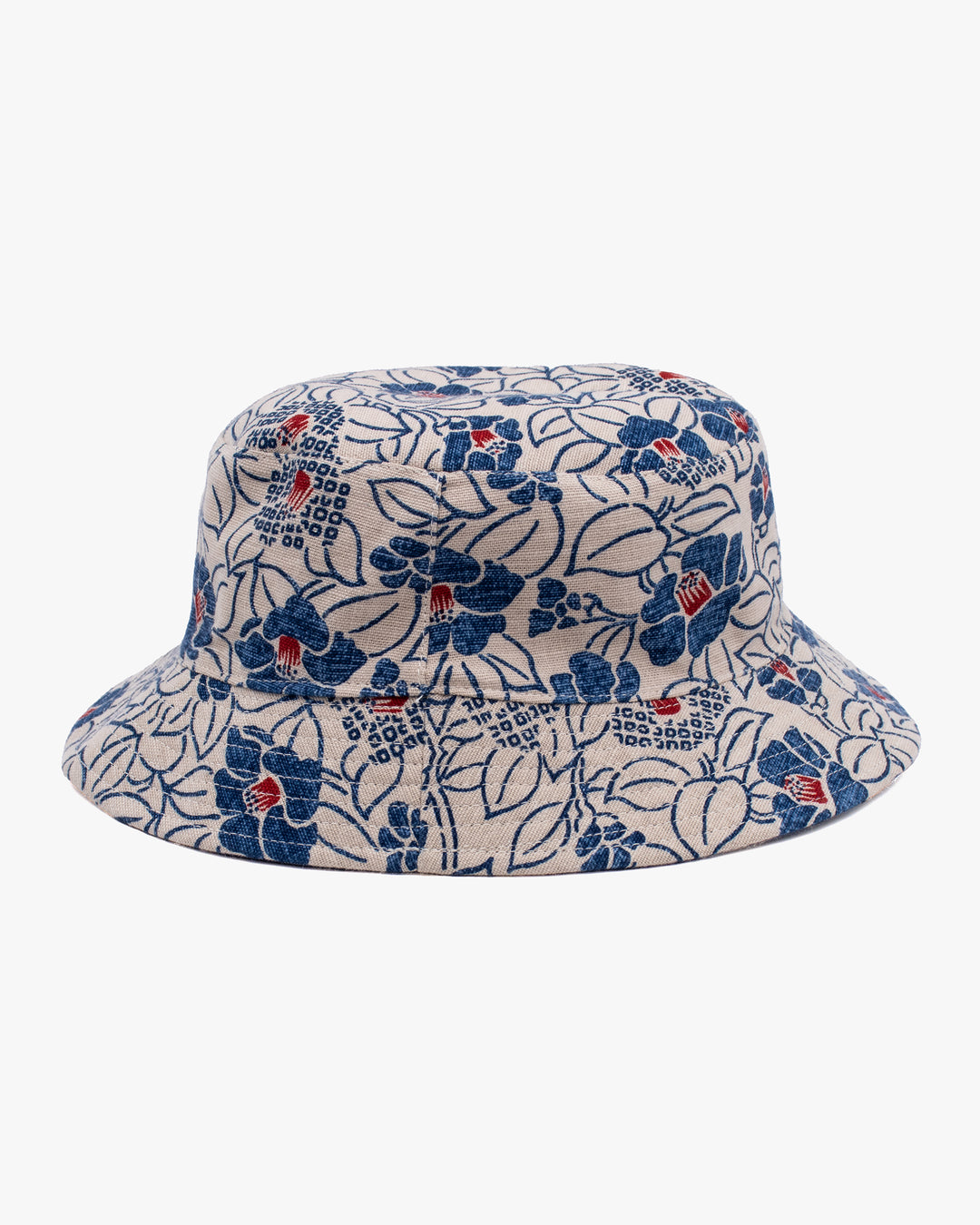 Kiriko Original Bucket Hat, Reversible Cream Tsubaki and Blue Camouflage Chambray