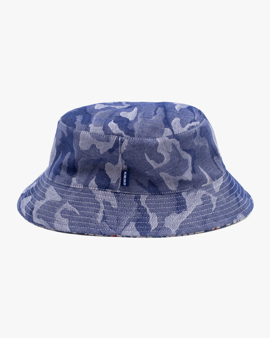 Kiriko Original Bucket Hat, Reversible Cream Tsubaki and Blue Camouflage Chambray