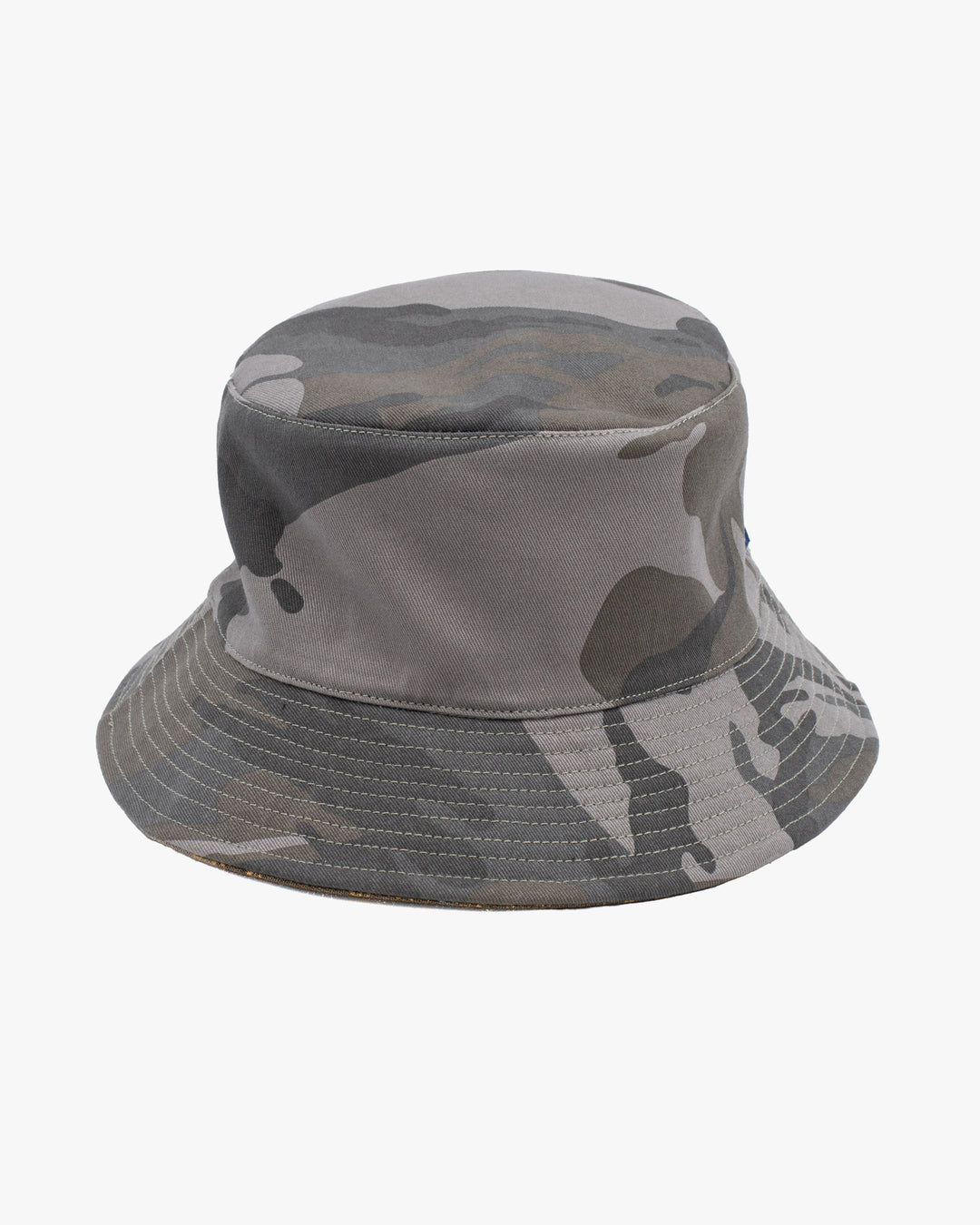 Kiriko Original Bucket Hat, Reversible Azuki and Gold Multi Patchwork with Khaki and Faded Green Camo
