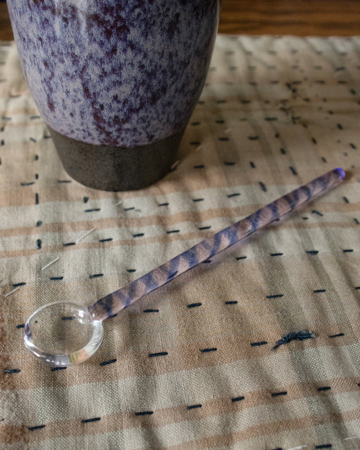 Glass Tea Spoon, Bisque, Pink and Blue