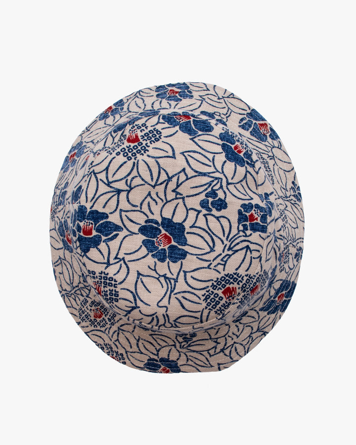 Kiriko Original Bucket Hat, Reversible Cream Tsubaki and Blue Camouflage Chambray