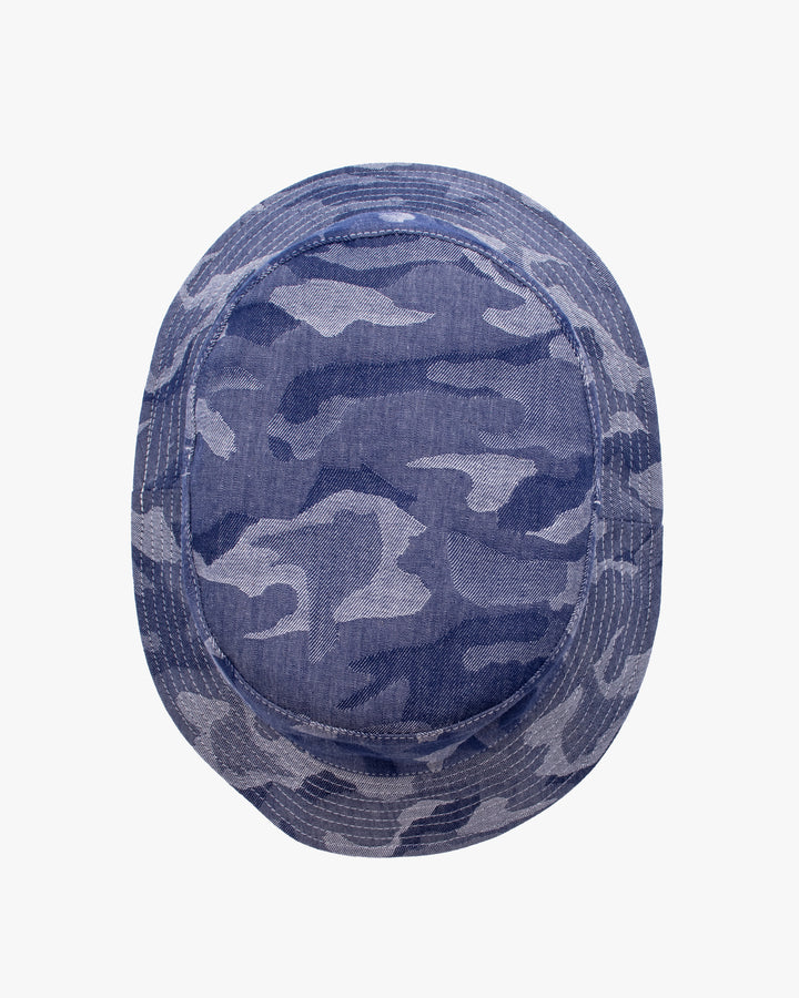 Kiriko Original Bucket Hat, Reversible Cream Tsubaki and Blue Camouflage Chambray
