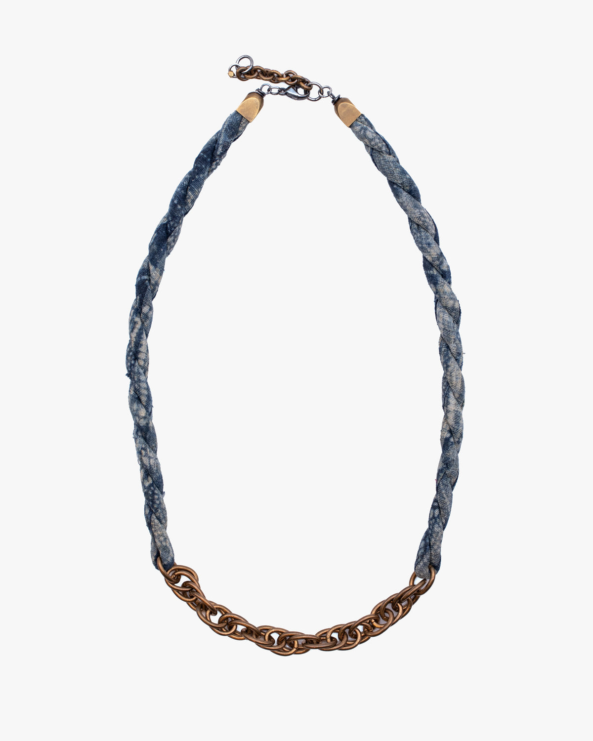Boet X Kiriko Boro Collar Necklace, Vintage Washed Indigo with White Katazome