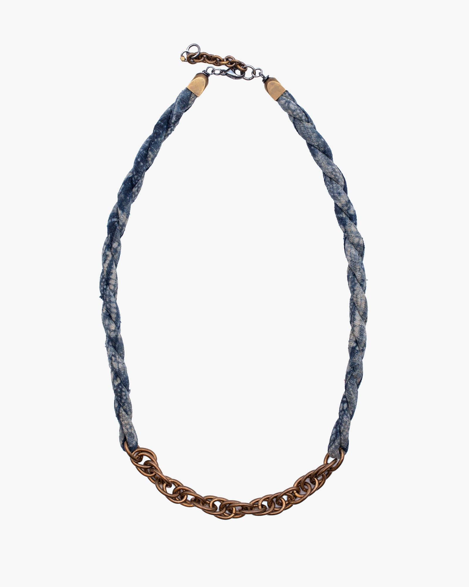 Boet X Kiriko Boro Collar Necklace, Vintage Washed Indigo with White Katazome