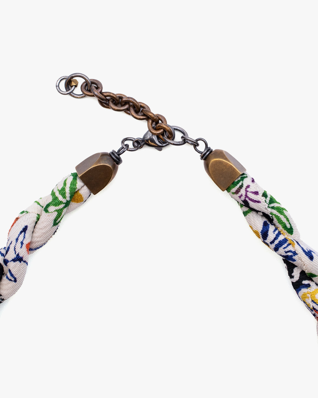 Boet X Kiriko Boro Collar Necklace, Silk Kimono, Ivory with Multicolor Accents