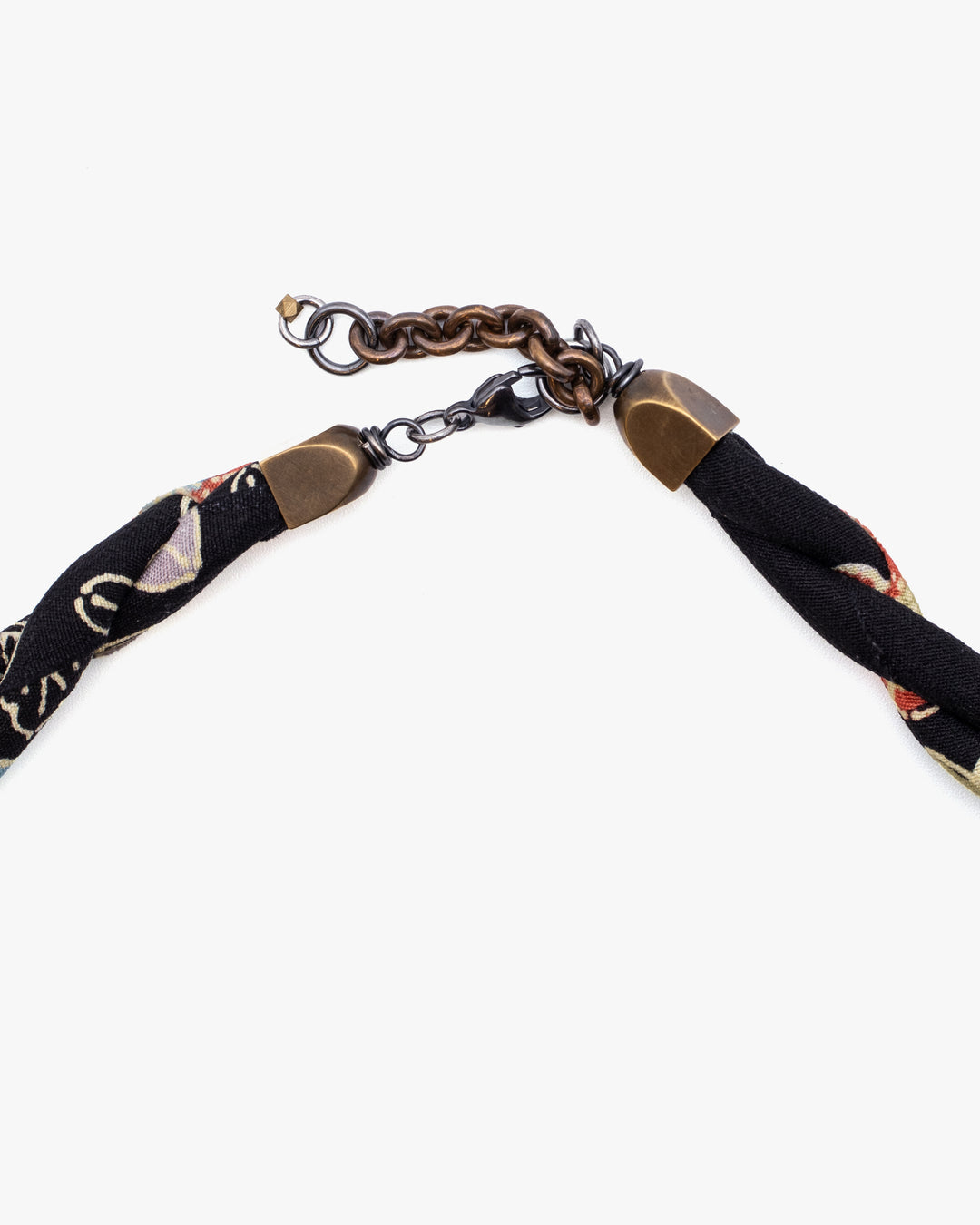 Boet X Kiriko Boro Collar Necklace, Silk Kimono, Black with Multicolor Accents