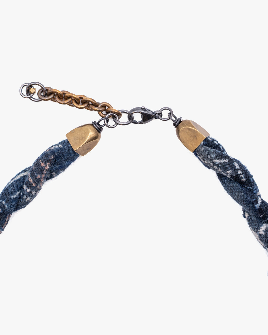 Boet X Kiriko Boro Collar Necklace, Vintage Washed Indigo with White and Coral Katazome