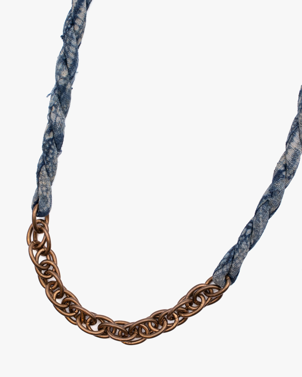 Boet X Kiriko Boro Collar Necklace, Vintage Washed Indigo with White Katazome