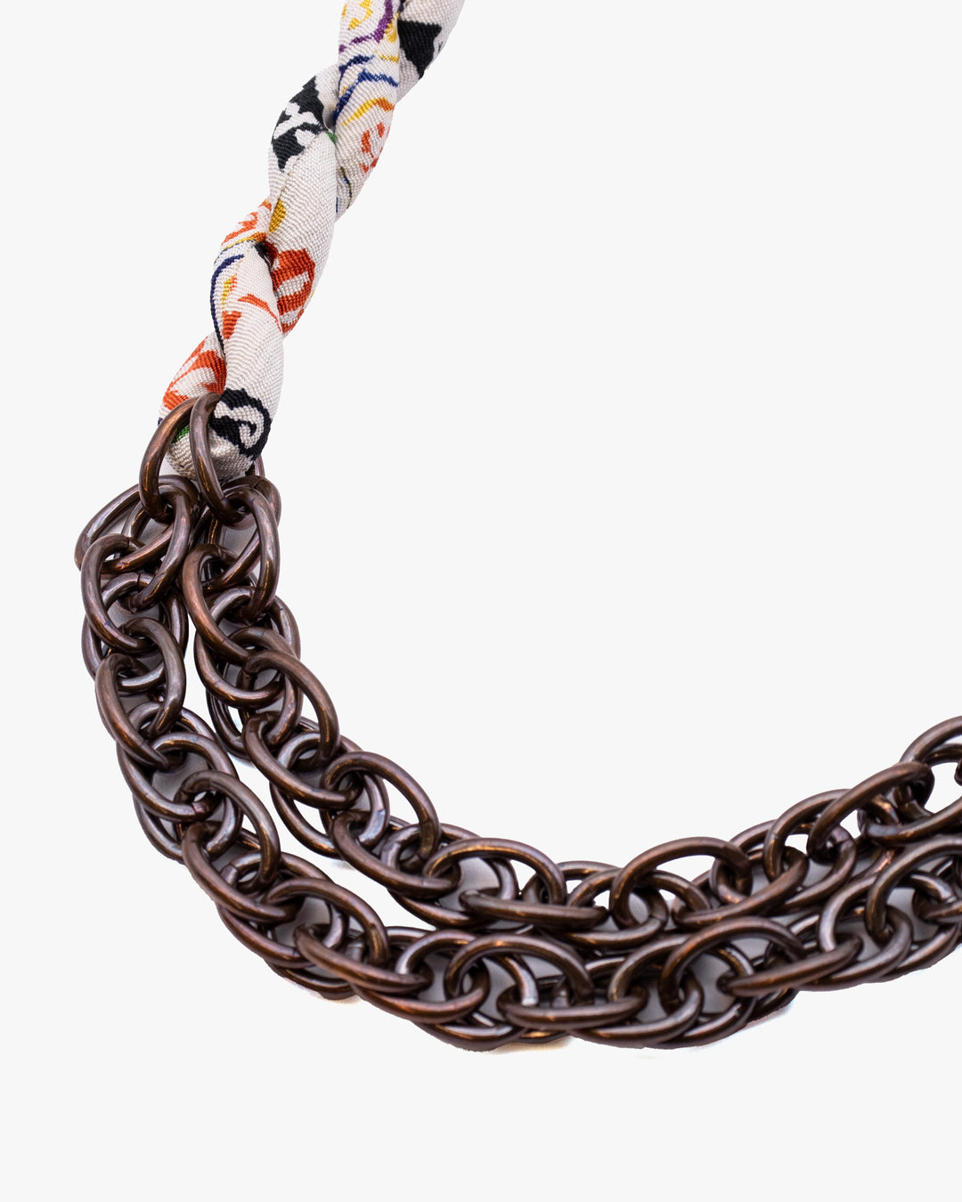 Boet X Kiriko Boro Collar Necklace, Silk Kimono, Ivory with Multicolor Accents