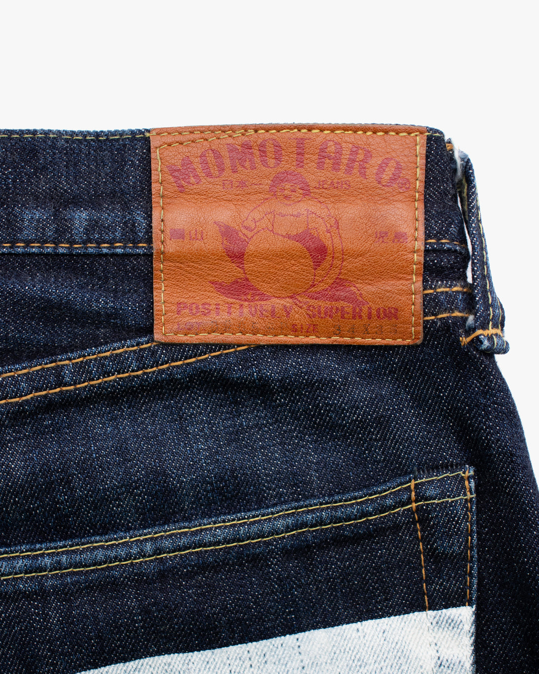Japanese Repro Denim Jeans, 34, Momotaro Jeans, Dark Wash with Distressed Details