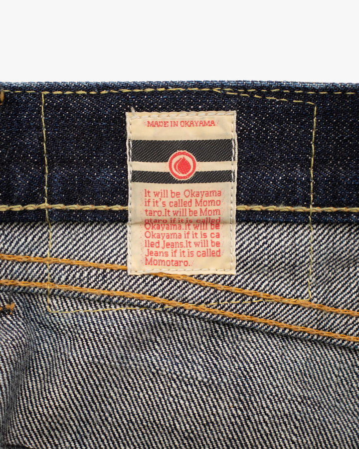 Japanese Repro Denim Jeans, 34, Momotaro Jeans, Dark Wash with Distressed Details