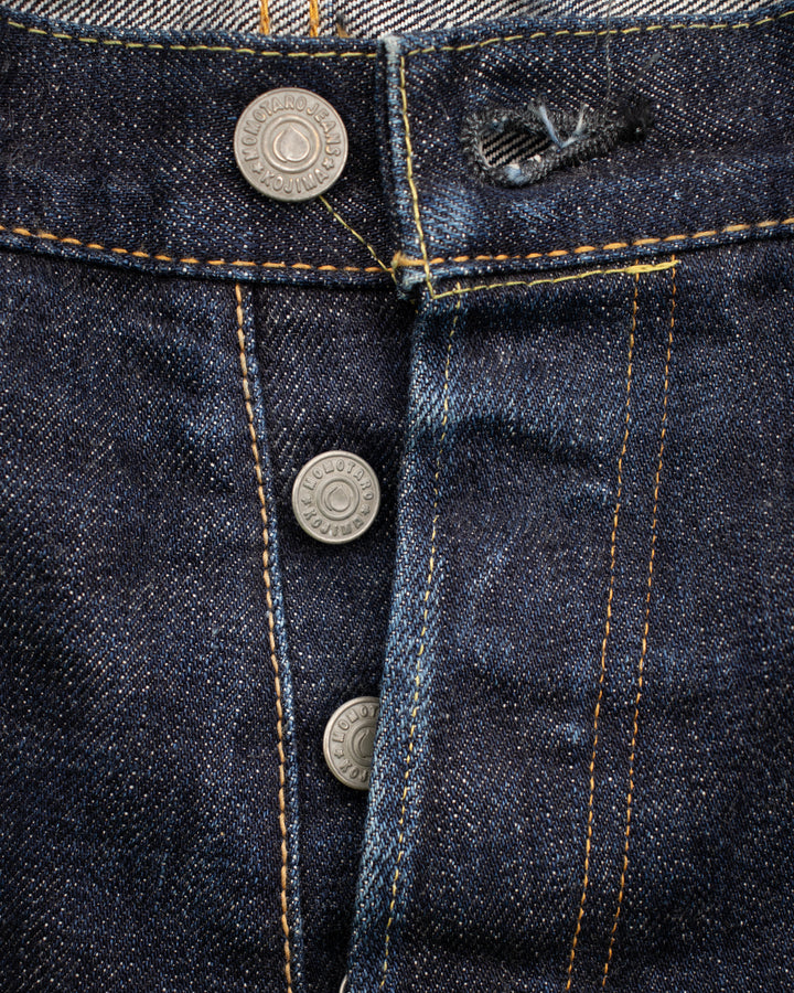 Japanese Repro Denim Jeans, 34, Momotaro Jeans, Dark Wash with Distressed Details