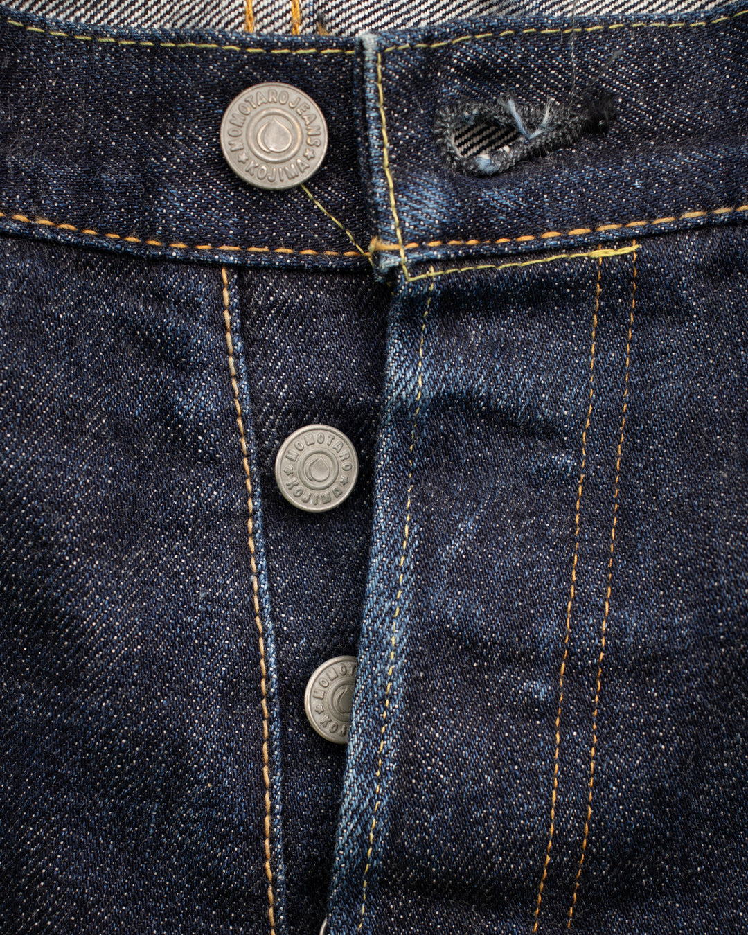Japanese Repro Denim Jeans, 34, Momotaro Jeans, Dark Wash with Distressed Details