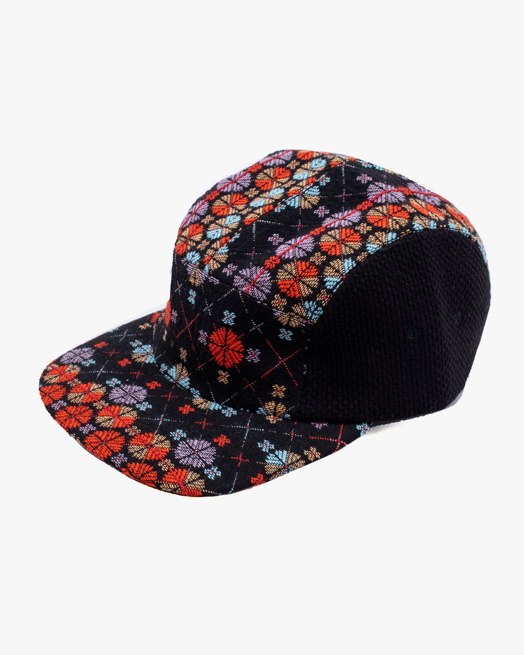 Kiriko Original Cap, 5-Panel, Two Tone, Multicolor Chrysanthemum French Jacquard with Black Sashi-Ori
