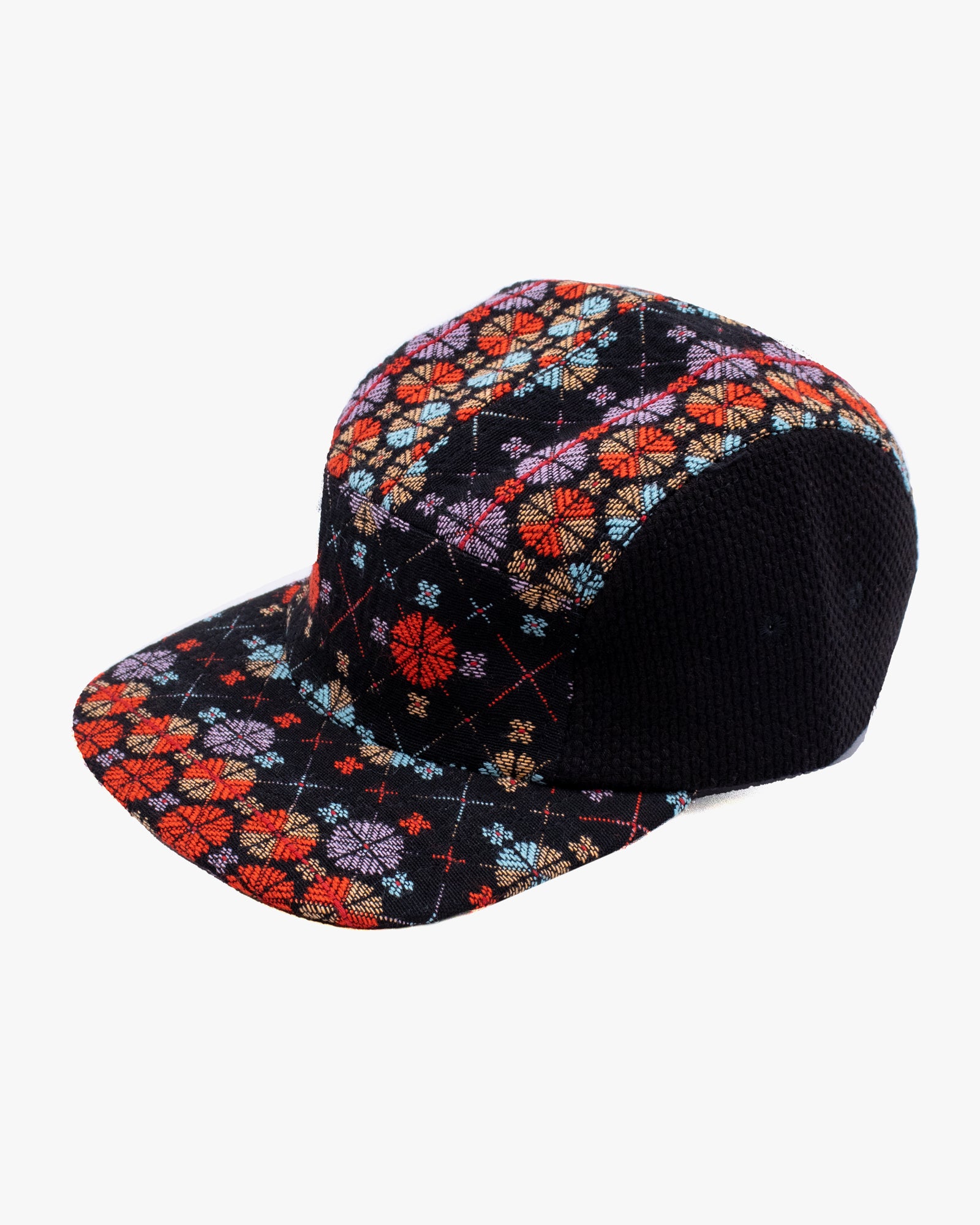 Kiriko Original Cap, 5-Panel, Two Tone, Multicolor Chrysanthemum French Jacquard with Black Sashi-Ori