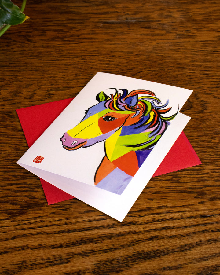 Greeting Cards, Card with Envelope, Year of the Horse, Color Blocked