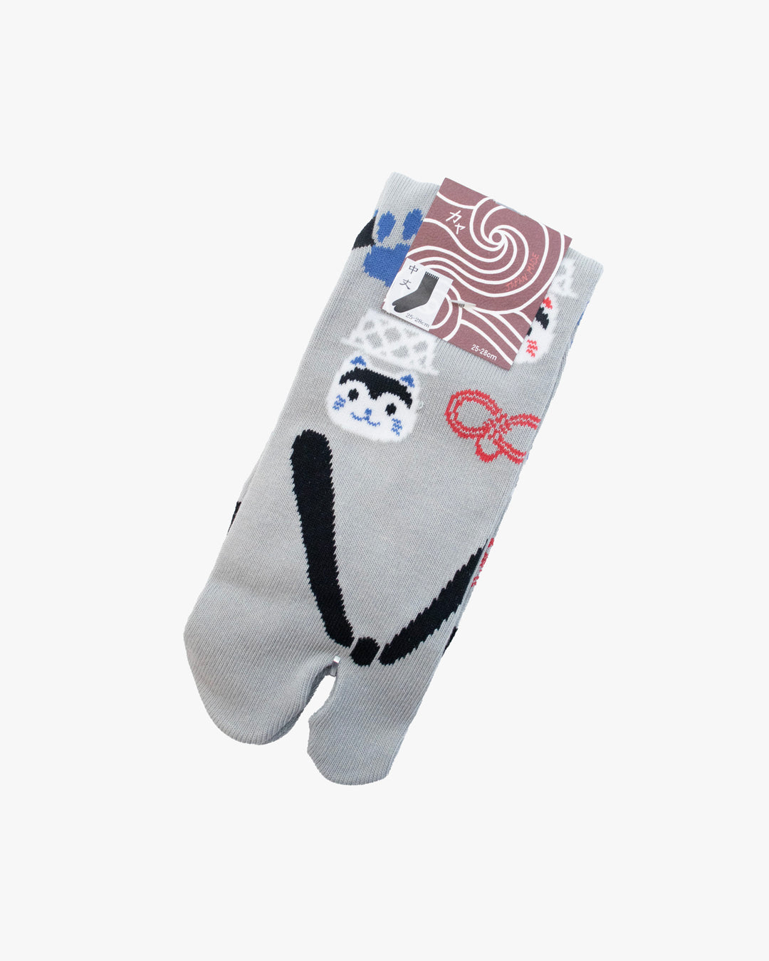 Wa Modern, Tabi Socks, Gray Flip Flop with Cat