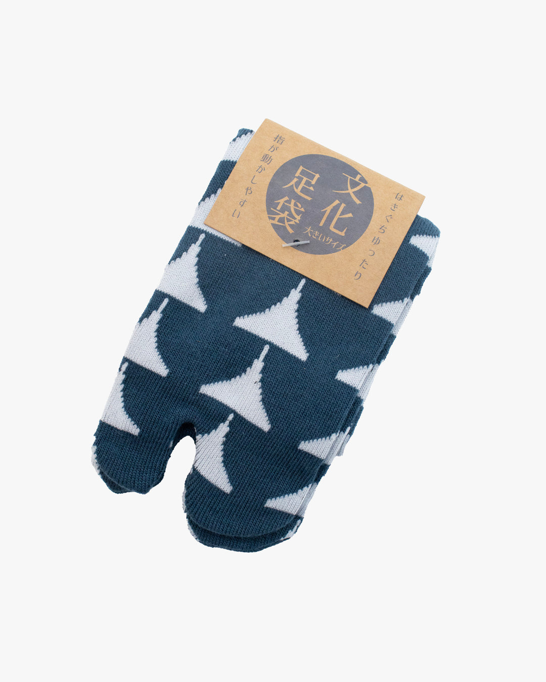 Kurochiku, Tabi Socks, Crew, White with Blue Half Moons