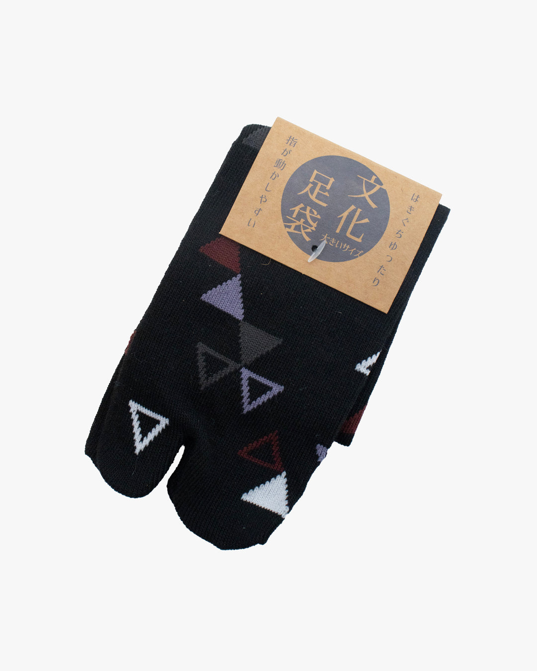 Kurochiku, Tabi Socks, Black with Red and Purple and White Triangles