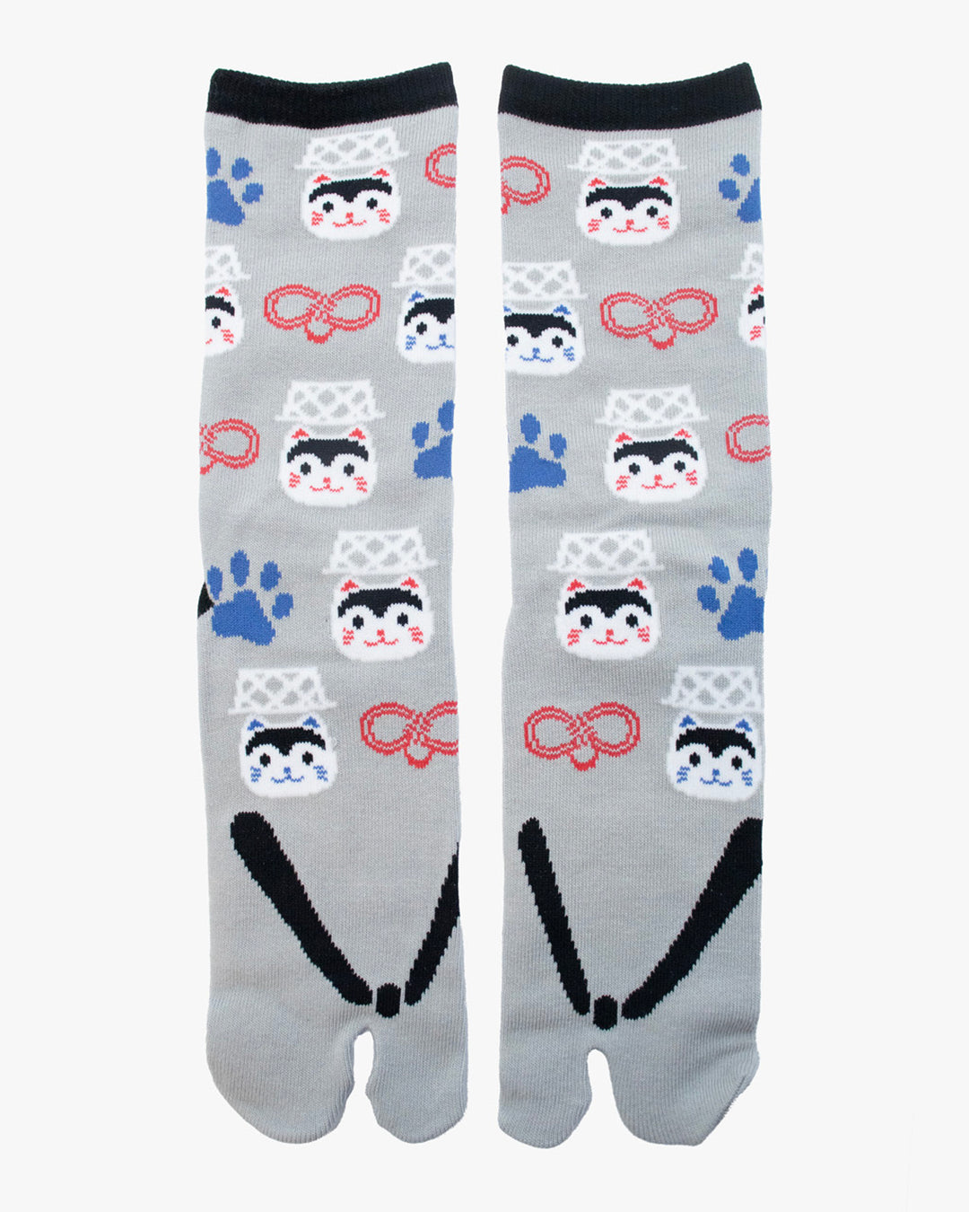 Wa Modern, Tabi Socks, Gray Flip Flop with Cat