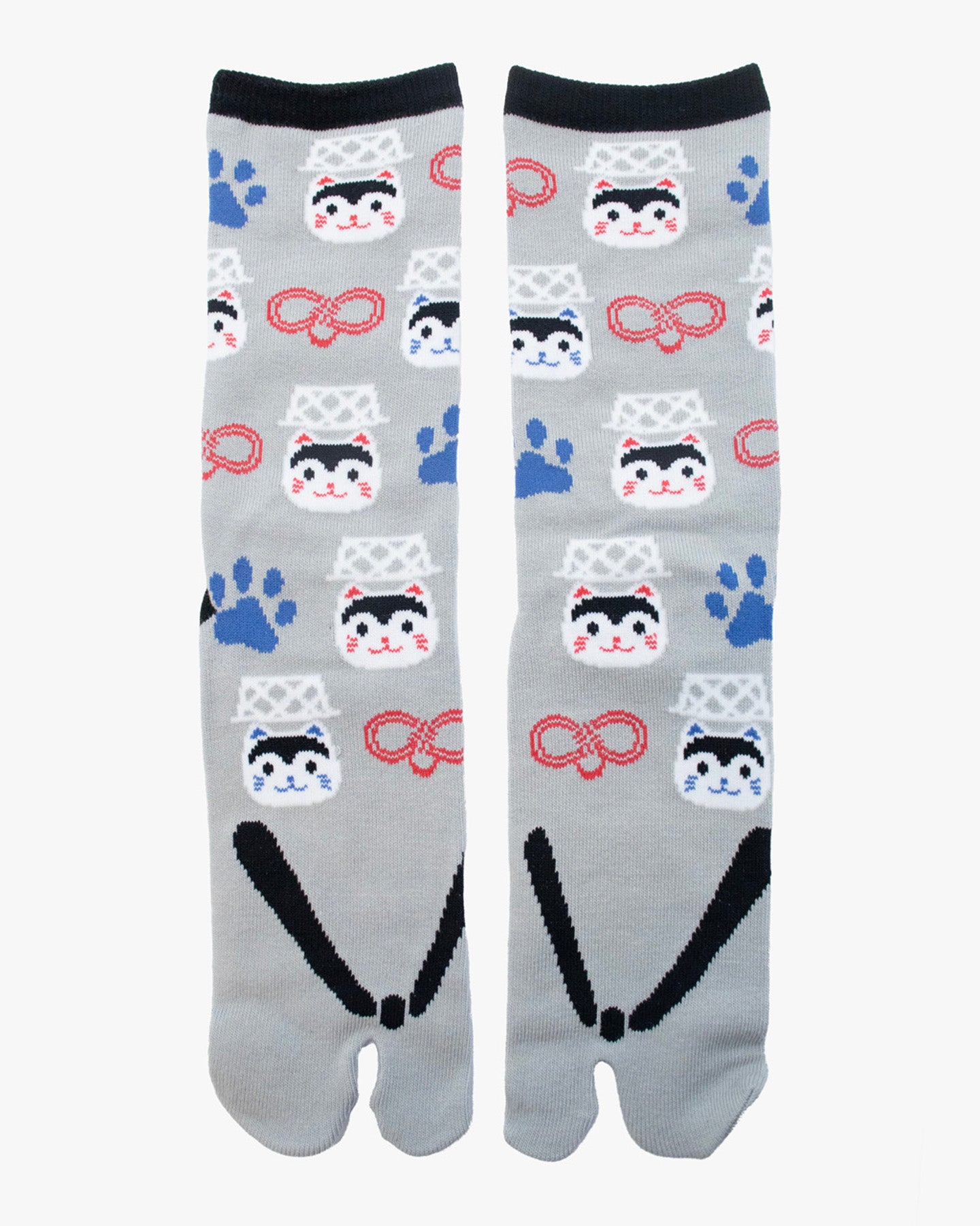 Wa Modern, Tabi Socks, Gray Flip Flop with Cat