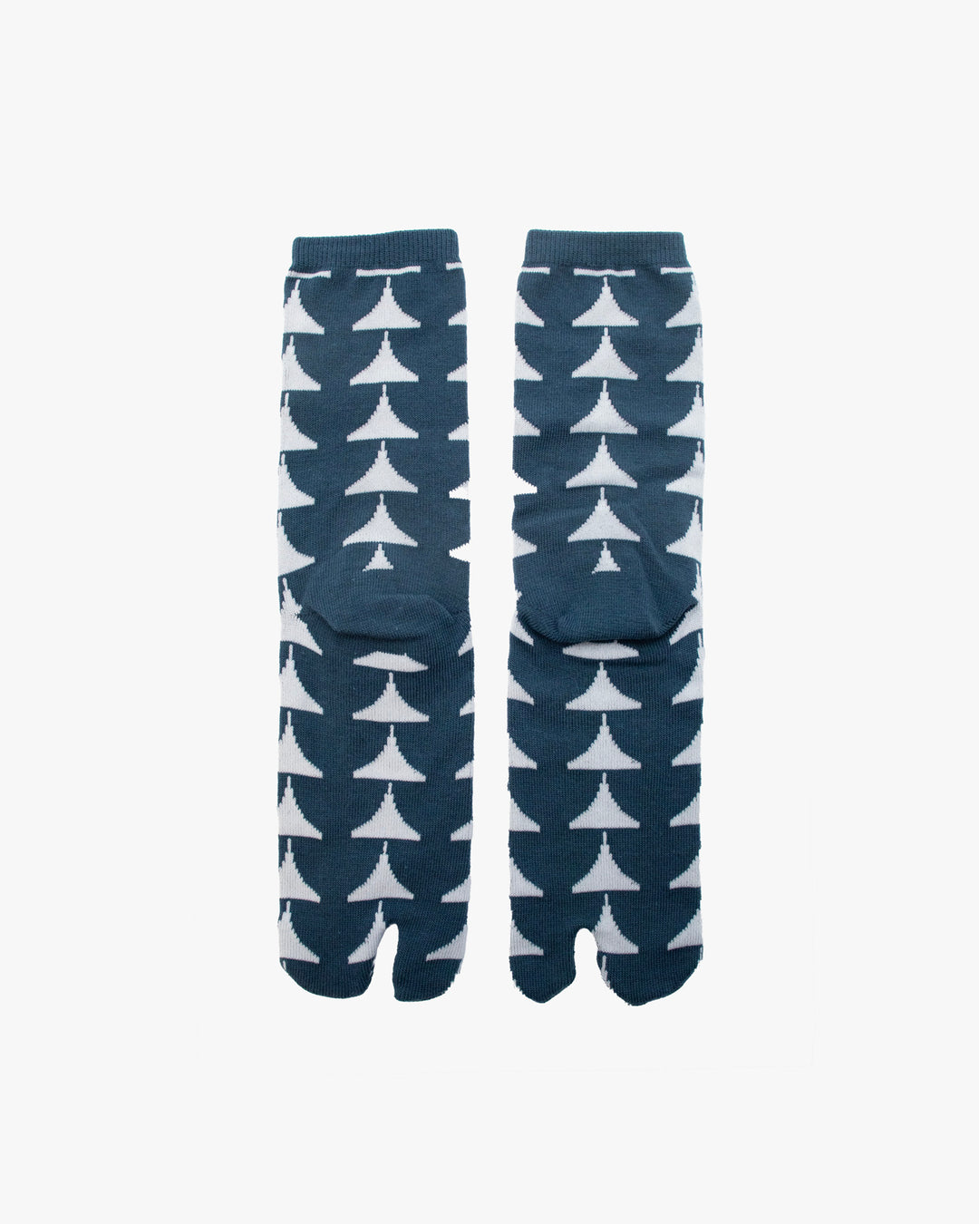 Kurochiku, Tabi Socks, Crew, White with Blue Half Moons